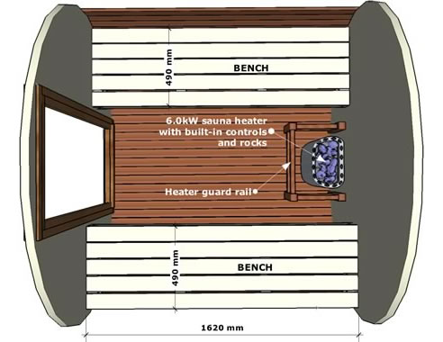 barrel sauna floor plan