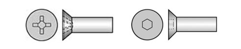 countersunk phillips and hex barrel nuts