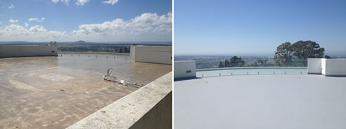 before and after rooftop waterproof membrane