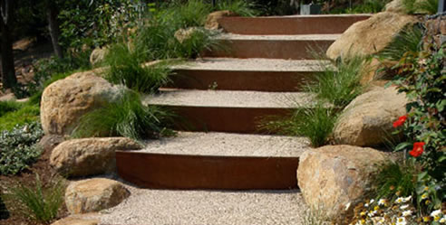 metal edged garden stairs