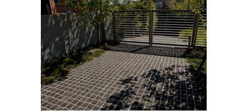 black cobblestone paving