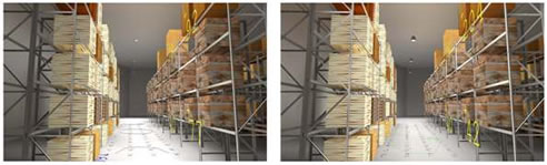 light comparison in warehouse