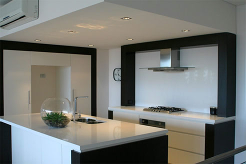 black and white kitchen