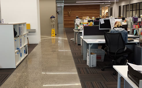 mechanically polished concrete office floor