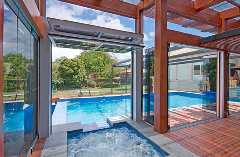 pool pavilion folding door