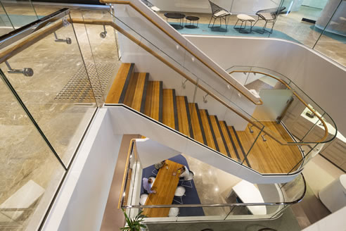 multi level curved glass balustrading