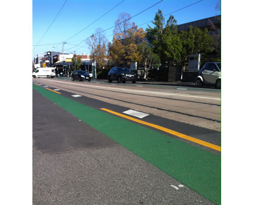 green bicycle lane