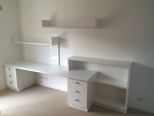 custom desk and shelves