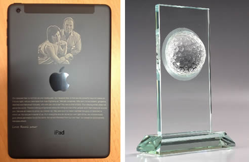 laser engraved ipad and trophy