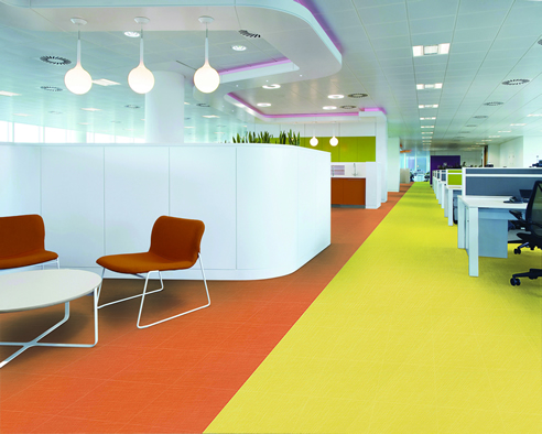 Colourful luxury vinyl tile floor