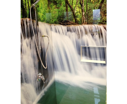 waterfall shower splashback