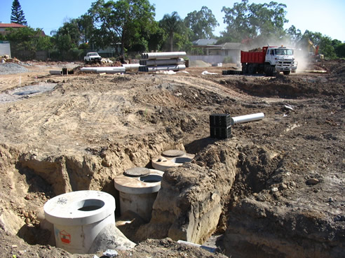 on site detention tank installation