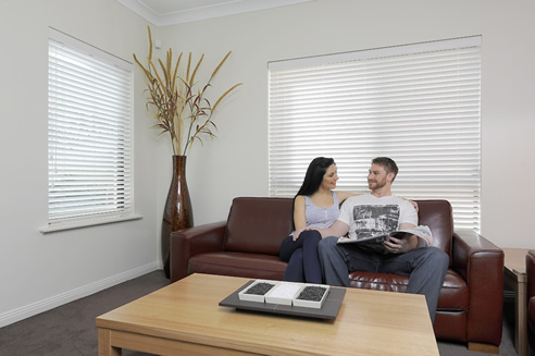 white timber venetian blinds