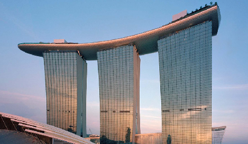 LATAPOXY 300 Adhesive was used to install natural stone and glass mosaic tiles directly on the  stainless steel pool shells for the Marina Bay Sands® Pool in the Sky