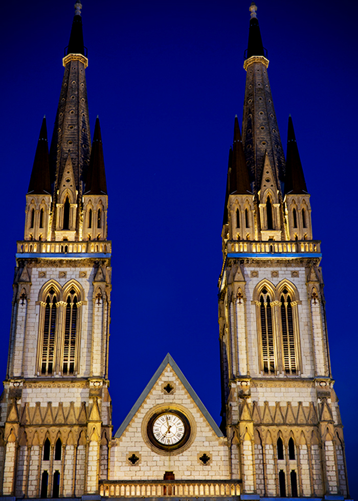 Projection of Gobo Templates on Church Facade with WE-EF