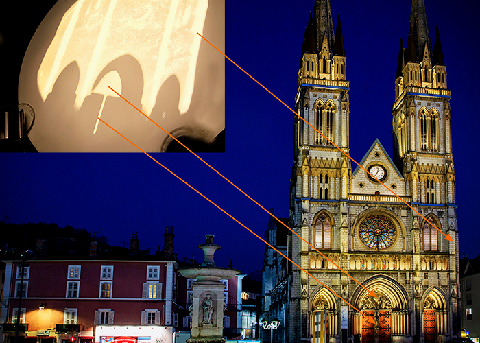 Projection of Gobo Templates on Church Facade with WE-EF