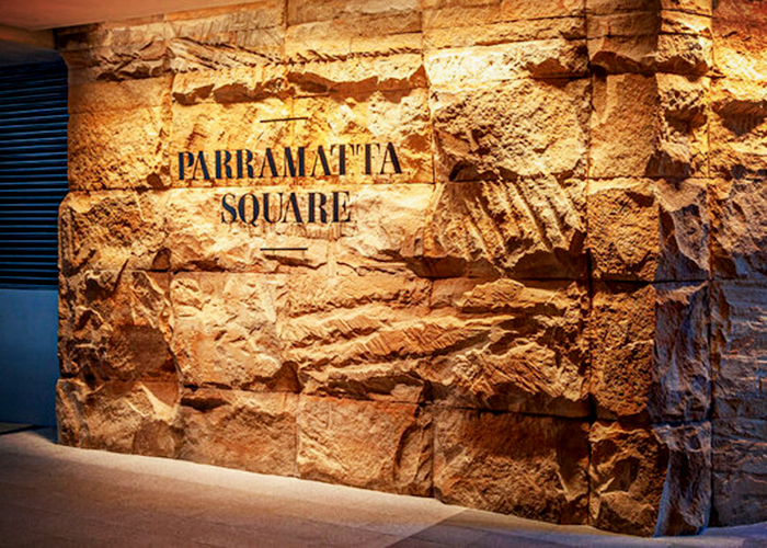 Sandstone Feature Walls for Parramatta Square by Di Emme