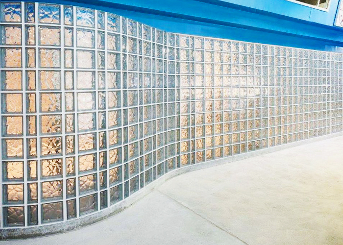 Glass Block Shower Screens for Public Pool by Obeco Glass Blocks