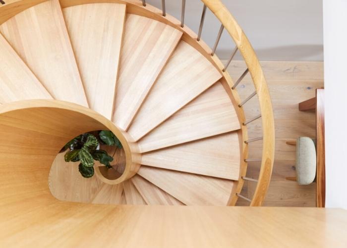 Spiral American Oak and Timber Stairs by S&A Stairs