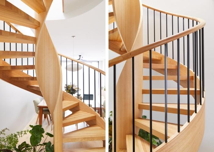 Spiral American Oak and Timber Stairs by S&A Stairs