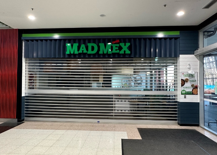 Widespan Transparent Roller Shutters for Mad Mex Store Front by ATDC