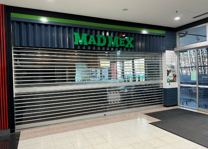 Widespan Transparent Roller Shutters for Mad Mex Store Front by ATDC