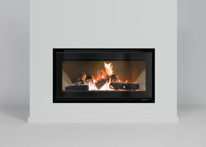 Minimalist Inbuilt Wood Fireplace by Cheminees Chazelles