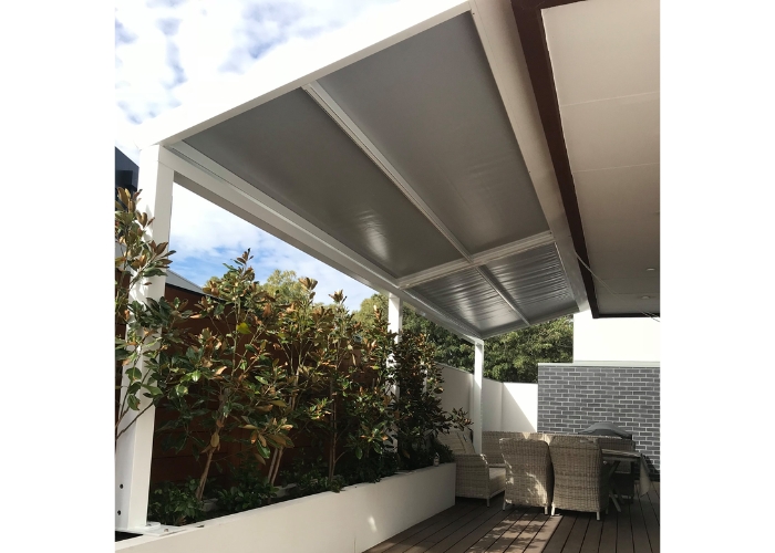 All Weather Retractable Roof System by Undercover Blinds
