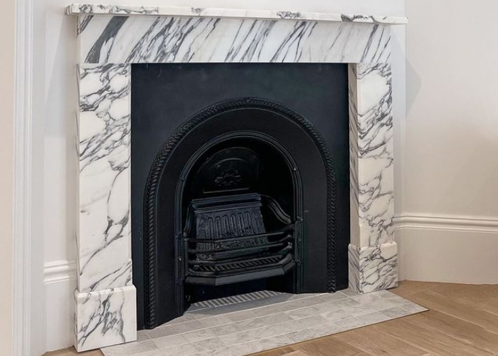 Arabescato Marble for Fireplace Mantels by Richard Ellis Design