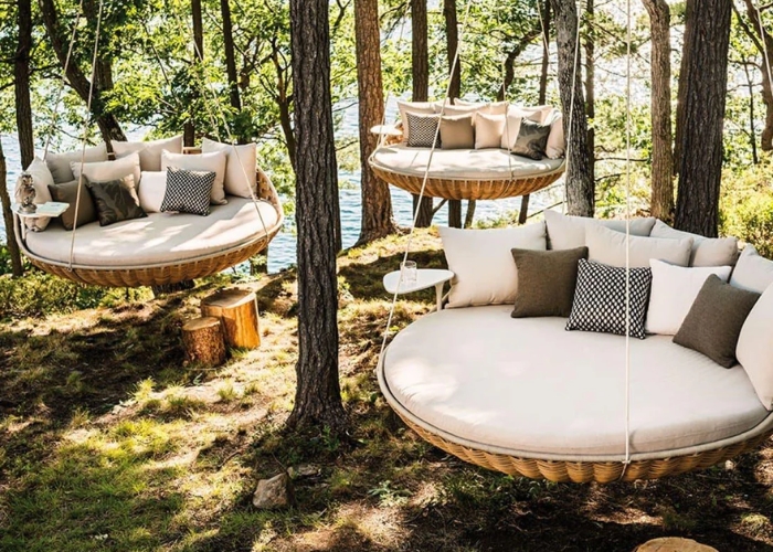 Hanging Daybed with Side Table by Cosh Outdoor Living