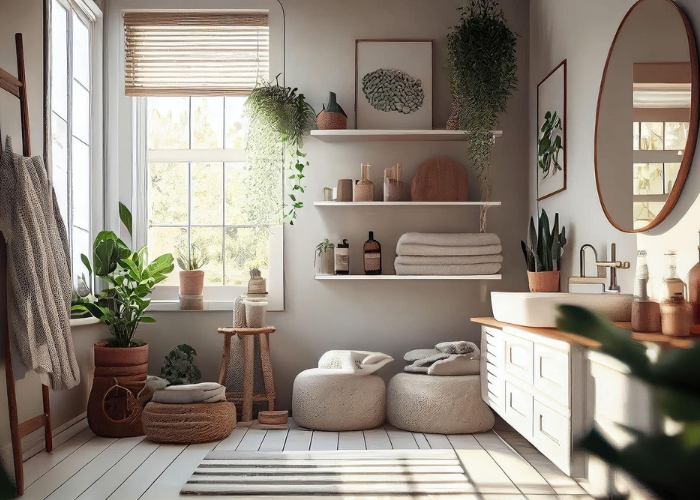 Floating Wall Shelves for Bathroom Storage by Cowdroy