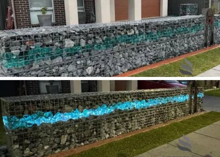 Coloured Glass Landscaping Rocks for Gabion Walls by Schneppa Glass