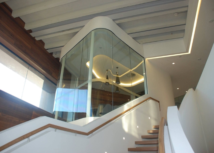 Acoustic Laminated Curved Glass for Offices by Bent & Curved Glass