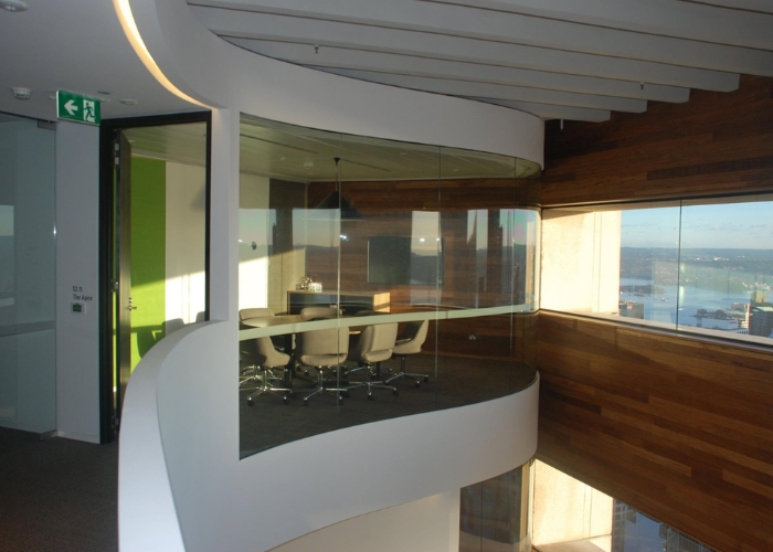 Acoustic Laminated Curved Glass for Offices by Bent & Curved Glass