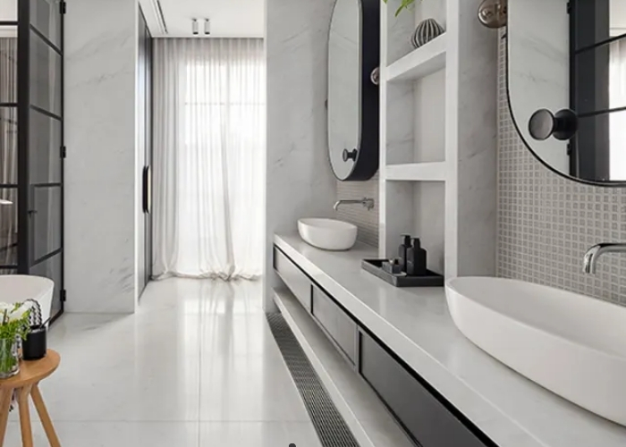 Bathroom Linear Floor Trough with Grating by Stoddart