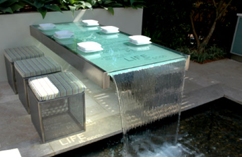 Glass table / water feature.