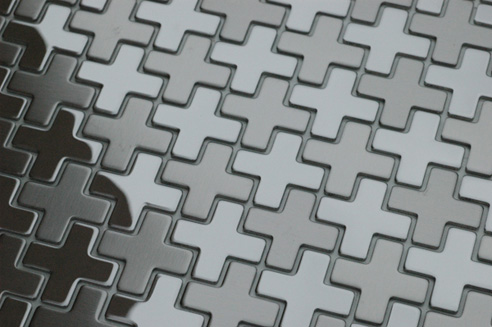 raw steel swiss cross tile