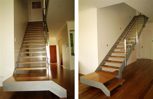 modern staircase front and side view