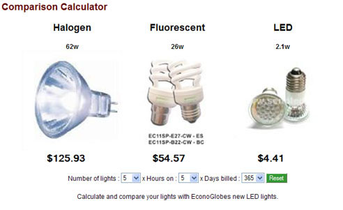 image of light energy cost comparison calculator