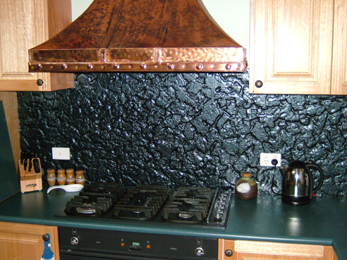 slumped glass feature splashback