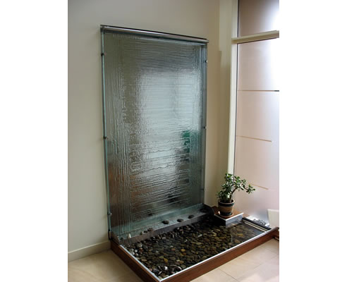 textured glass water feature