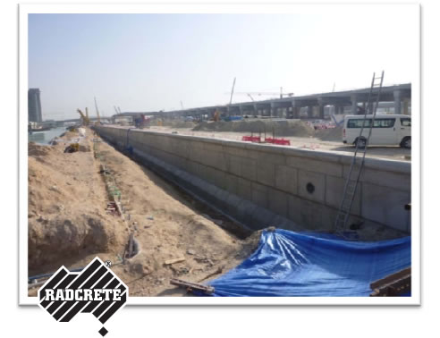 construction phase of waterproofing sea wall