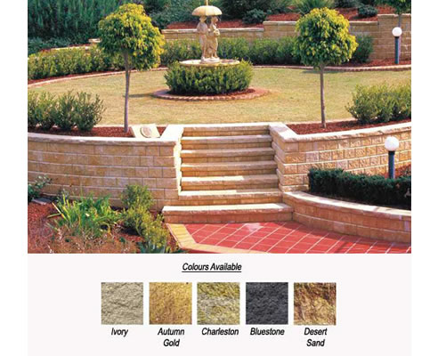 masonry retaining wall and sample colours