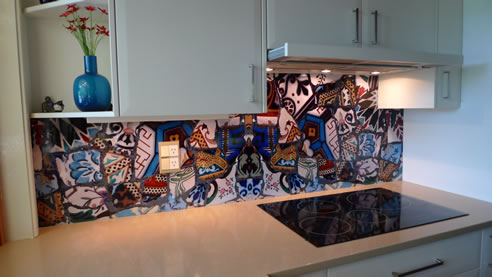 powdercoated guadi inspired aluminium splashback