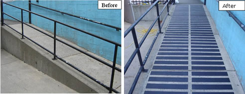 ramp before and after anti-slip strips