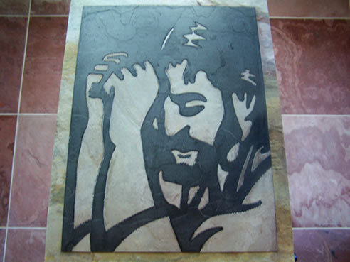 slate veneer jesus image