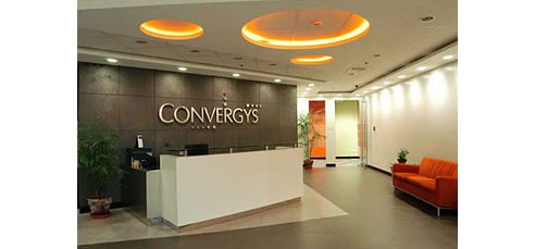 reception desk stone veneer feature wall