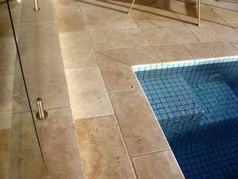 travertine pool coping