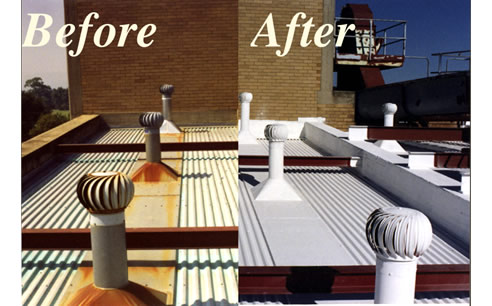solar reflective roof coating before and after