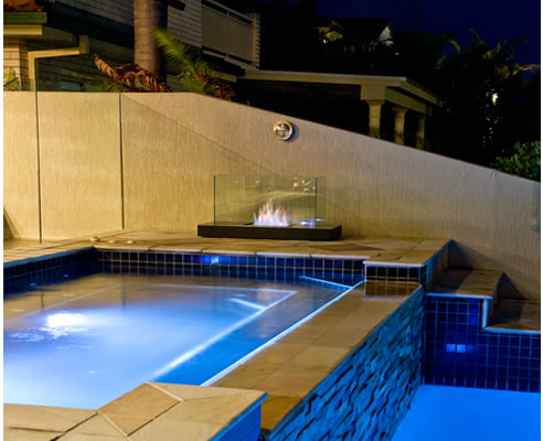fire box feature poolside
